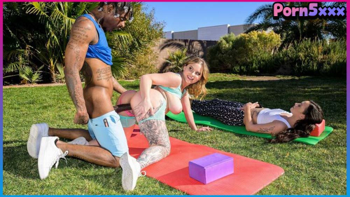 BRAZZERS Brandy Renee เทรนเนอร์โยคะสอนท่าเสียว จัดที่สวนหลังบ้านกลางแจ้ง น้ำหีกะจายเลย อย่างมันส์